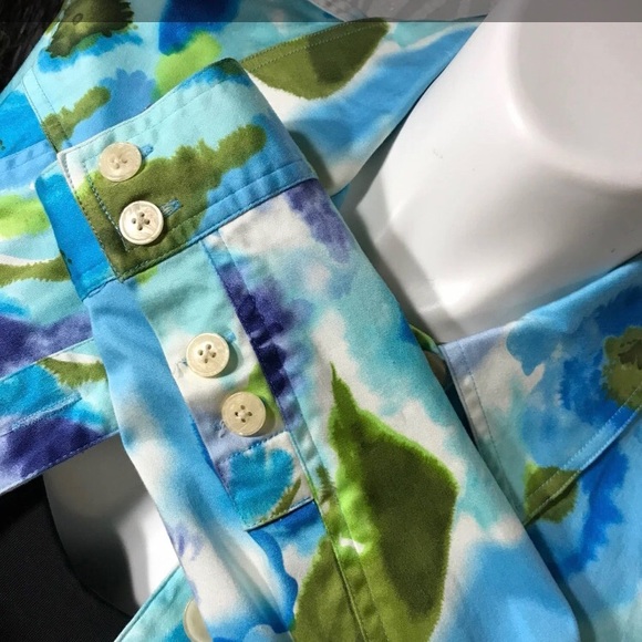 🔷Coldwater Creek Multi-Color Floral Watercolor Print Cotton Jacket Size Small - Picture 5 of 7